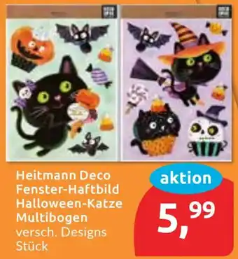 Budni Heitmann Deco Fenster-Haftbild Halloween-Katze Multibogen Angebot