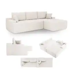 Netto Marken-Discount Juskys Sofa Coredo Rechts - Ecksofa 3 Sitzer, Couch in L Form mit Ottomane - Cord in Creme Angebot