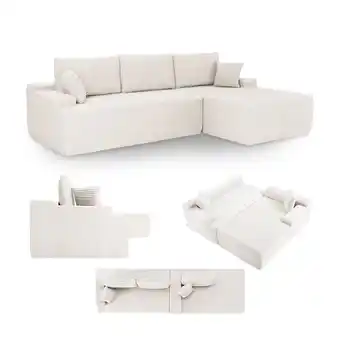 Netto Marken-Discount Juskys Sofa Coredo Rechts - Ecksofa 3 Sitzer, Couch in L Form mit Ottomane - Cord in Creme Angebot