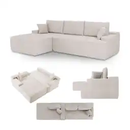 Netto Marken-Discount Juskys Sofa Coredo Links - Ecksofa 3 Sitzer, Couch in L Form mit Ottomane - Cord in Beige Angebot