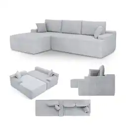 Netto Marken-Discount Juskys Sofa Coredo Links - Ecksofa 3 Sitzer, Couch in L Form mit Ottomane - Cord in Hellgrau Angebot