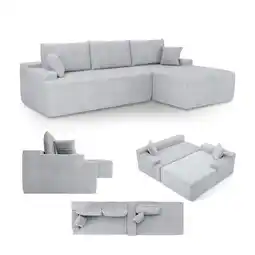 Netto Marken-Discount Juskys Sofa Coredo Rechts - Ecksofa 3 Sitzer, Couch in L Form mit Ottomane - Cord in Hellgrau Angebot