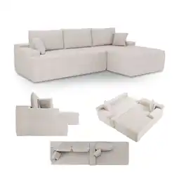 Netto Marken-Discount Juskys Sofa Coredo Rechts - Ecksofa 3 Sitzer, Couch in L Form mit Ottomane - Cord in Beige Angebot