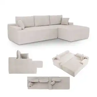 Netto Marken-Discount Juskys Sofa Coredo Rechts - Ecksofa 3 Sitzer, Couch in L Form mit Ottomane - Cord in Beige Angebot