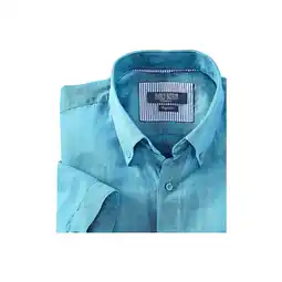 Netto Marken-Discount Franco Bettoni Herren Leinen-Baumwollhemd / türkis / Größe 41/42 Angebot