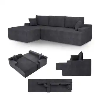Netto Marken-Discount Juskys Sofa Coredo Links - Ecksofa 3 Sitzer, Couch in L Form mit Ottomane - Cord in Dunkelgrau Angebot