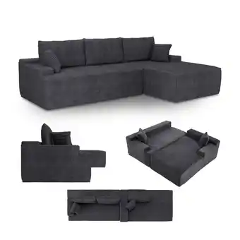 Netto Marken-Discount Juskys Sofa Coredo Rechts - Ecksofa 3 Sitzer, Couch in L Form mit Ottomane - Cord in Dunkelgrau Angebot