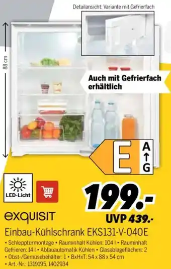 MEDIMAX exquisit Einbau-Kühlschrank EKS131-V-040E Angebot