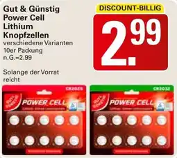 WEZ Gut & Günstig Power Cell Lithium Knopfzellen Angebot