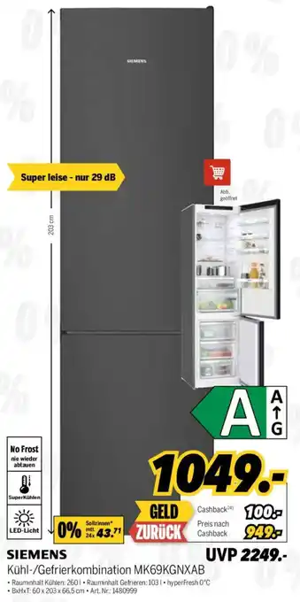 MEDIMAX SIEMENS Kühl-/Gefrierkombination MK69KGNXAB Angebot
