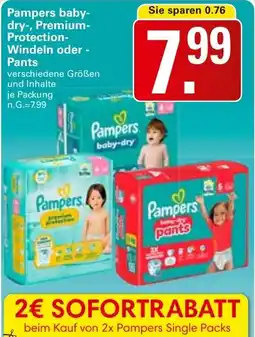 WEZ Pampers baby- dry-, Premium Protection Windeln oder Pants Angebot