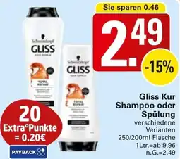WEZ Gliss Kur Shampoo oder Spülung Angebot