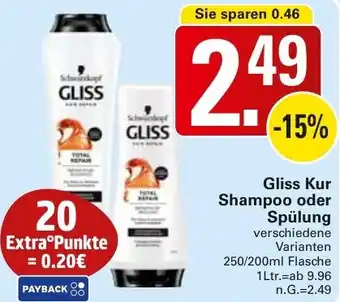 WEZ Gliss Kur Shampoo oder Spülung Angebot