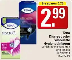 WEZ Tena Discreet oder Silhouette Hygieneeinlagen Angebot