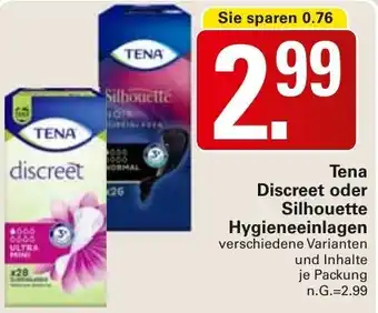 WEZ Tena Discreet oder Silhouette Hygieneeinlagen Angebot