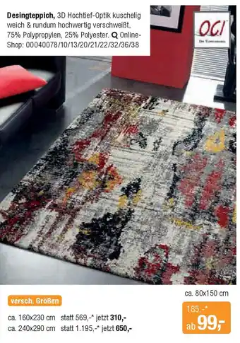 Opti Wohnwelt opti WOHNWELT Desingteppich ca. 200x290 cm Angebot