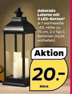 NETTO dekorado Laterne mit 3 LED-Kerzen Angebot