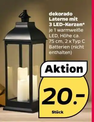 NETTO dekorado Laterne mit 3 LED-Kerzen Angebot