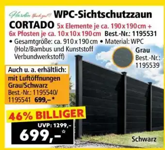 Norma WPC-Sichtschutzzaun CORTADO Angebot