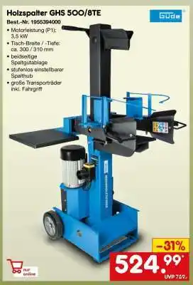 Netto Marken-Discount Holzspalter GHS 500/8TE Angebot