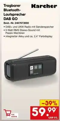 Netto Marken-Discount Tragbarer Bluetooth-Lautsprecher DAB GO Angebot