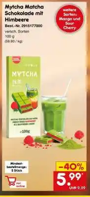 Netto Marken-Discount Myctha Matcha Schokolade mit Himbeere Angebot
