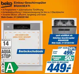 expert Techno Land beko Einbau-Geschirrspüler BG840EXTI Angebot