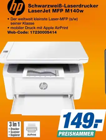expert Techno Land hp Schwarzweiß-Laserdrucker LaserJet MFP M140w Angebot