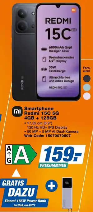 expert Techno Land Smartphone Redmi 15C 5G 4GB + 128GB Angebot
