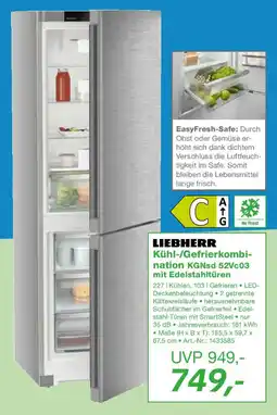 EP LIEBHERR Kühl-/Gefrierkombi- nation KGNsd 52Vc03 mit Edelstahltüren Angebot