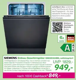 EP SIEMENS Einbau-Geschirrspüler SN65EX00BD, vollintegriert Angebot