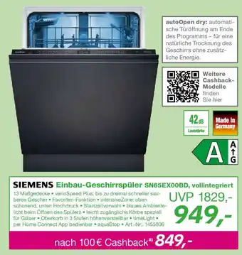 EP SIEMENS Einbau-Geschirrspüler SN65EX00BD, vollintegriert Angebot