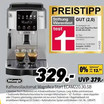 MEDIMAX Delonghi kaffeevollautomat magnifica start ecam220.30.sb Angebot