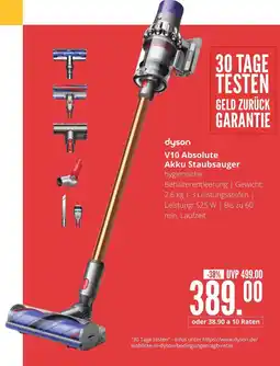 Hirsch und Ille Dyson v10 absolute akku staubsauger Angebot