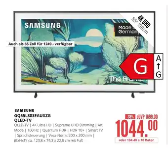 Hirsch und Ille Samsung gq55ls03fauxzg qled-tv Angebot