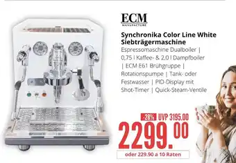 Hirsch und Ille Ecm synchronika color line white siebträgermaschine Angebot