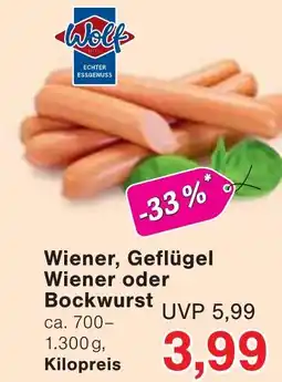 Wiglo Wunderland Wiener, Geflügel Wiener oder Bockwurst Angebot