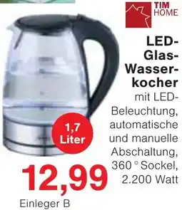 Wiglo Wunderland TIM HOME LED- Glas- Wasserkocher Angebot
