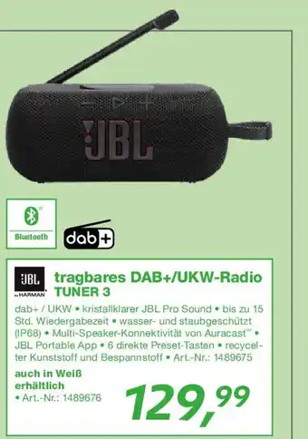 EP JBL tragbares DAB+/UKW-Radio HARMAN TUNER 3 Angebot