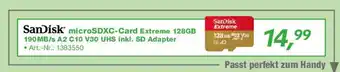 EP SanDisk microSDXC-Card Extreme 128GB 190 MB/s A2 C10 V30 UHS inkl. SD Adapter Angebot