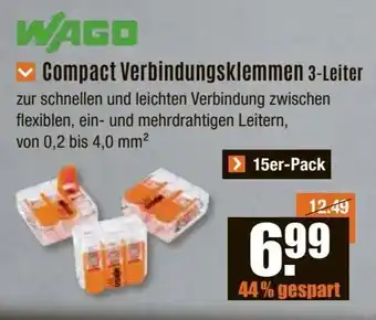 V Baumarkt WAGO Compact Verbindungsklemmen 3-Leiter Angebot