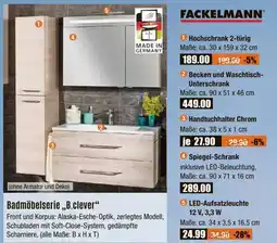 V Baumarkt FACKELMANN Badmöbelserie „B.clever" 1 Hochschrank 2-türig Angebot