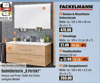 V Baumarkt FACKELMANN Badmöbelserie „B.Perfekt“ 1 Becken & Waschtisch- Unterschrank Angebot