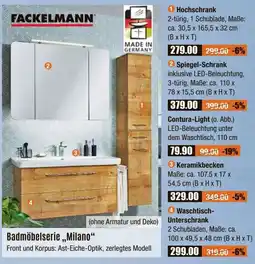 V Baumarkt FACKELMANN Badmöbelserie „Milano" 1 Hochschrank Angebot