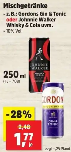 Thomas Philipps Mischgetränke - z. B.: Gordons Gin & Tonic oder Johnnie Walker Whisky & Cola uvm. Angebot