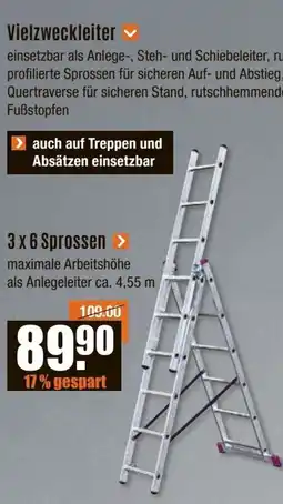 V Baumarkt Vielzweckleiter 3 x 6 Sprossen Angebot