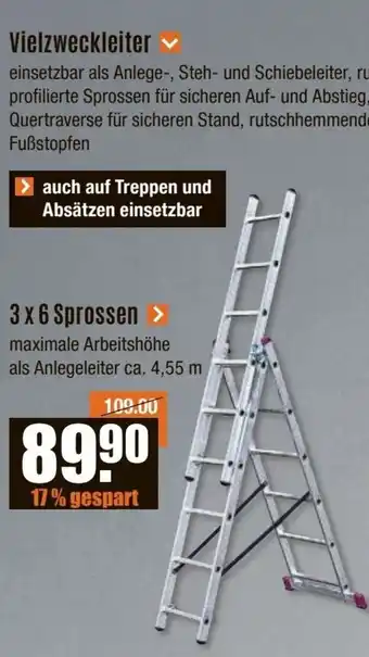 V Baumarkt Vielzweckleiter 3 x 6 Sprossen Angebot