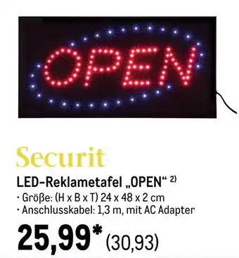 METRO Securit LED-Reklametafel „OPEN'' Angebot