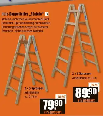 V Baumarkt Holz-Doppelleiter "Stabilo“ 2 x 5 Sprossen Angebot