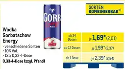 METRO Wodka Gorbatschow Energy Angebot